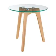 MESA LATERAL REDONDA 40 CM HELIX - CARVALHO/INCOLOR - Foto 2