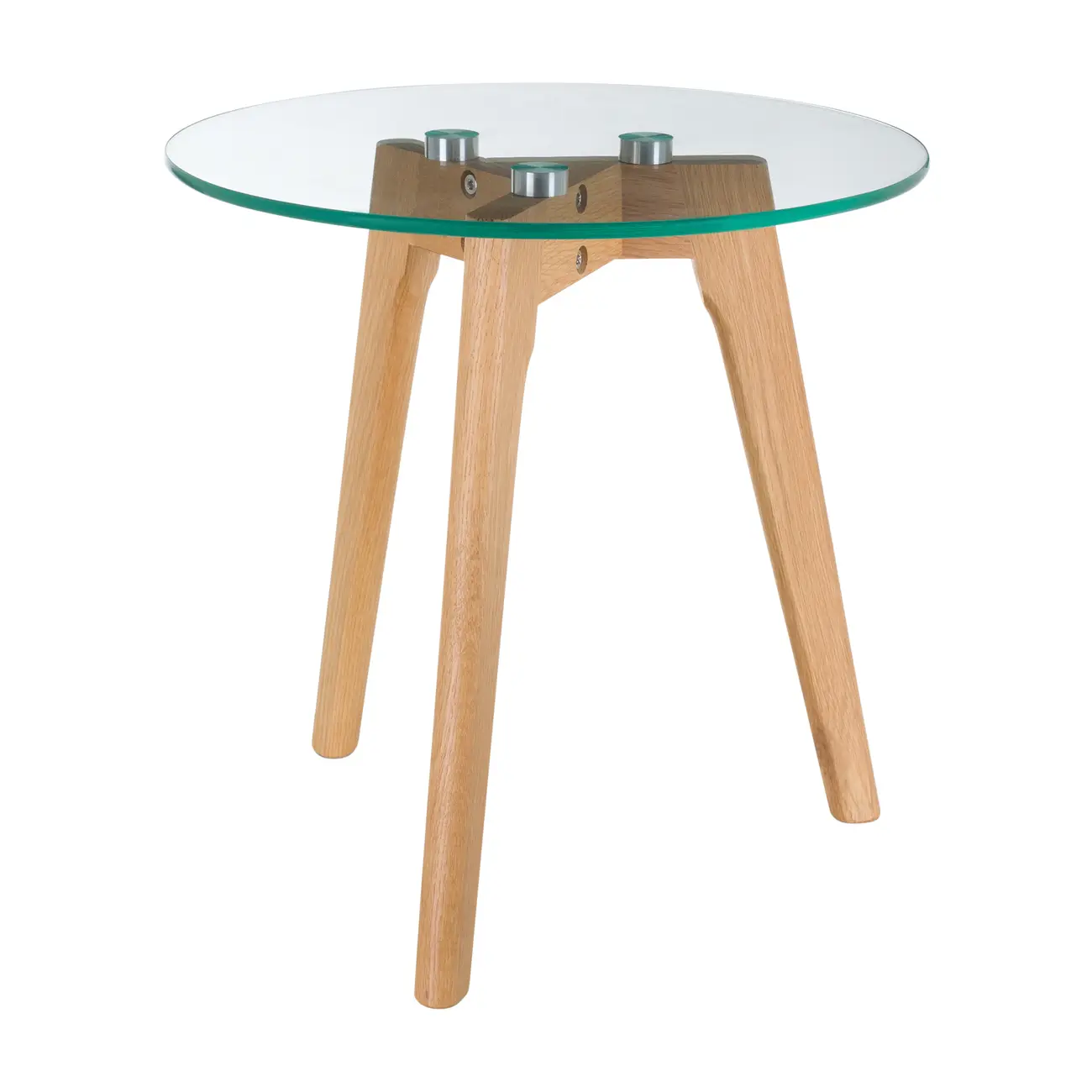 MESA LATERAL REDONDA 40 CM HELIX - CARVALHO/INCOLOR - Foto 2