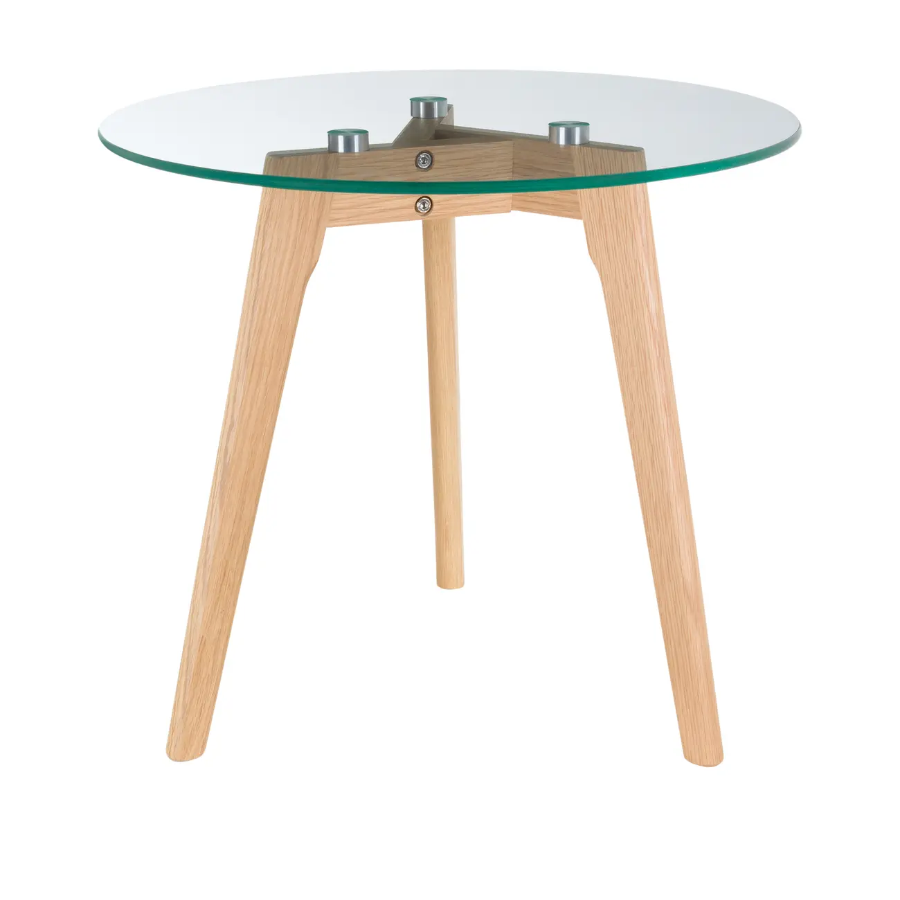 MESA LATERAL REDONDA 50 CM HELIX - CARVALHO/INCOLOR - Foto 1