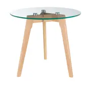 MESA LATERAL REDONDA 50 CM HELIX - CARVALHO/INCOLOR - Foto 1
