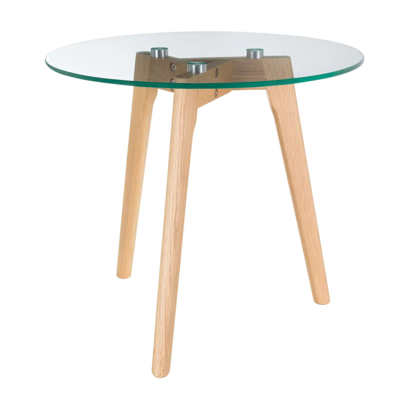 MESA LATERAL REDONDA 50 CM HELIX - CARVALHO/INCOLOR - Foto 2