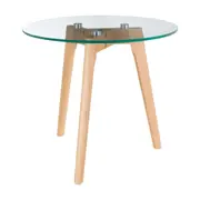 MESA LATERAL REDONDA 50 CM HELIX - CARVALHO/INCOLOR - Foto 2