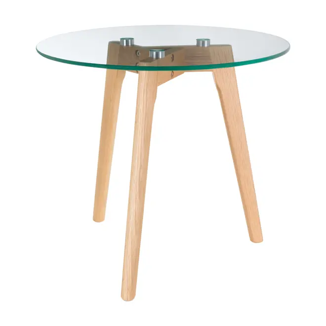 MESA LATERAL REDONDA 50 CM HELIX - CARVALHO/INCOLOR - Foto 2