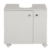 GABINETE PARA BANHEIRO 2 PORTAS COM RODÍZIOS BIANC - BRANCO - Foto 1