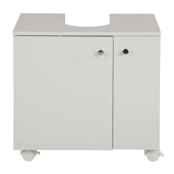 GABINETE PARA BANHEIRO 2 PORTAS COM RODÍZIOS BIANC - BRANCO - Foto 1