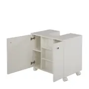 GABINETE PARA BANHEIRO 2 PORTAS COM RODÍZIOS BIANC - BRANCO - Foto 3