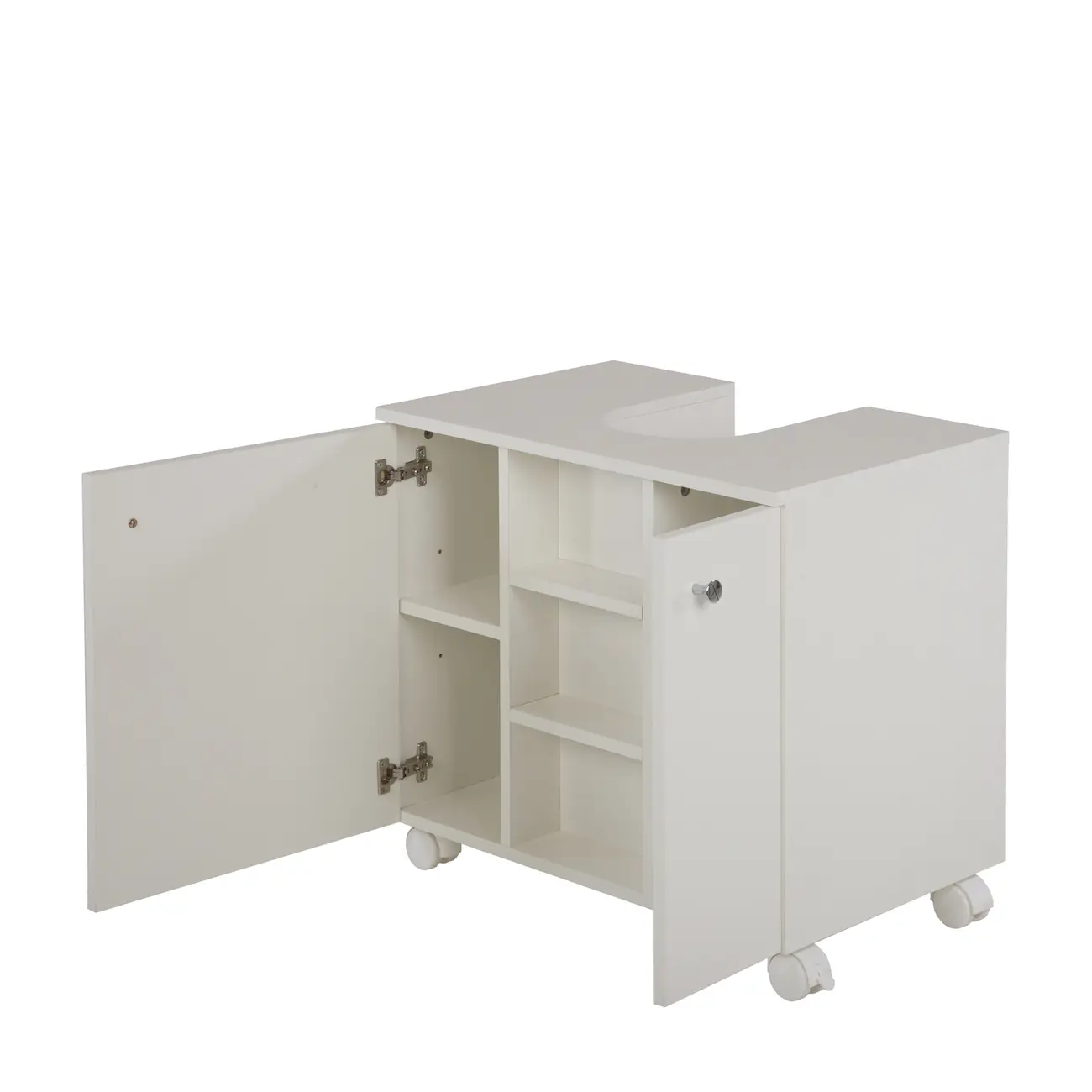 GABINETE PARA BANHEIRO 2 PORTAS COM RODÍZIOS BIANC - BRANCO - Foto 3