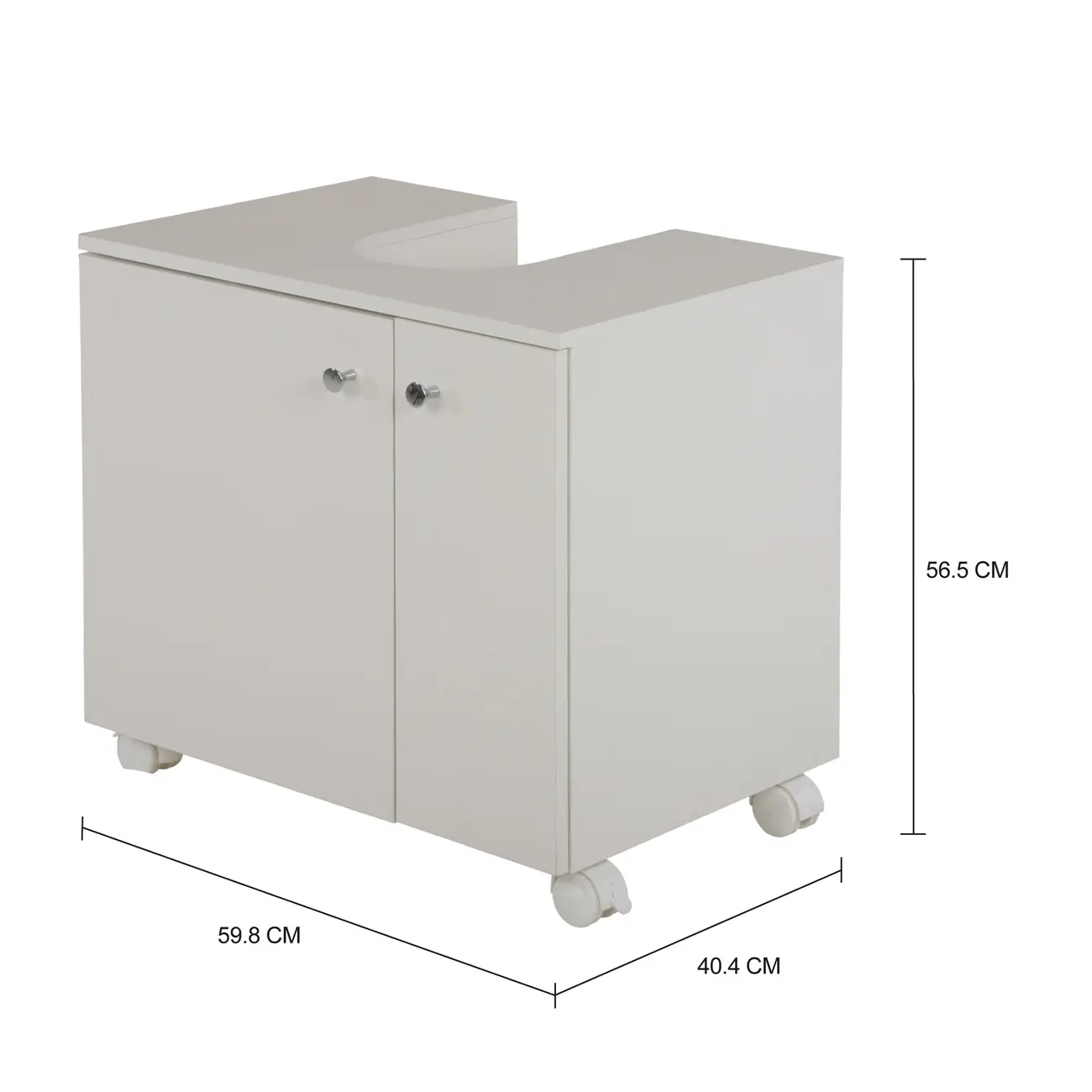 GABINETE PARA BANHEIRO 2 PORTAS COM RODÍZIOS BIANC - BRANCO - Foto 4