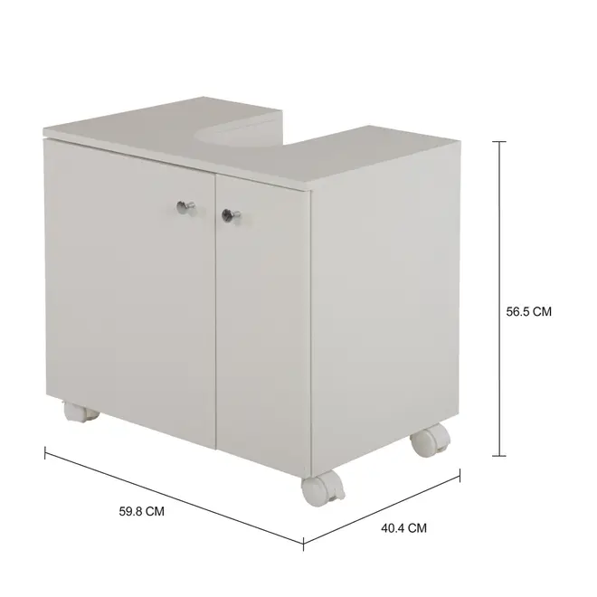 GABINETE PARA BANHEIRO 2 PORTAS COM RODÍZIOS BIANC - BRANCO - Foto 4