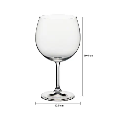 Imagem com medidas do produto TAÇA GIN BORGONHA 600 ML CRISTALIUM TITAN