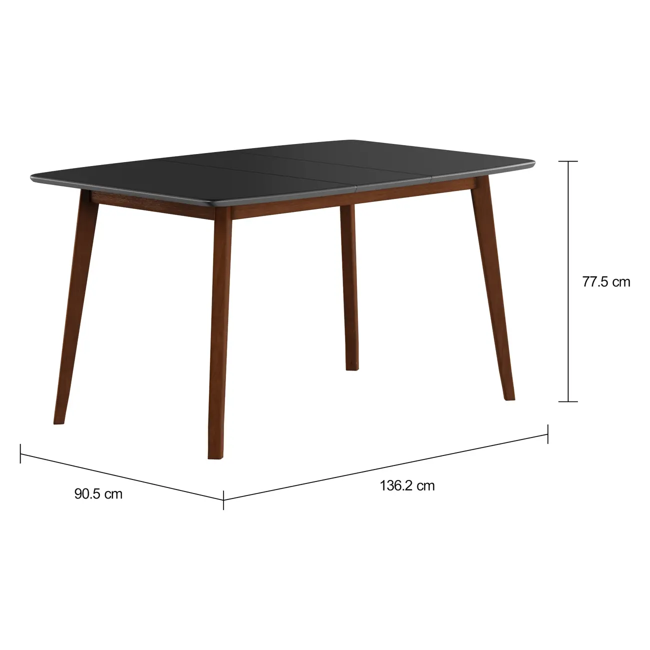 MESA DE JANTAR EXTENSÍVEL 1,36 M/1,76 M X 90 CM OREGON - NOZES/PRETO - Foto 2