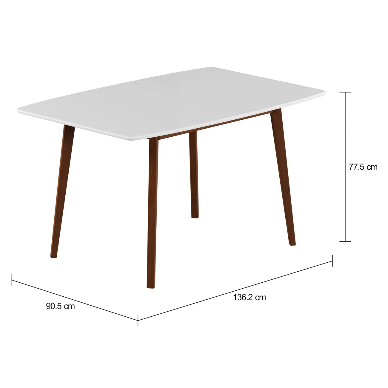 MESA DE JANTAR EXTENSÍVEL 1,36 M/1,76 M X 90 CM OREGON - NOZES/BRANCO - Foto 4