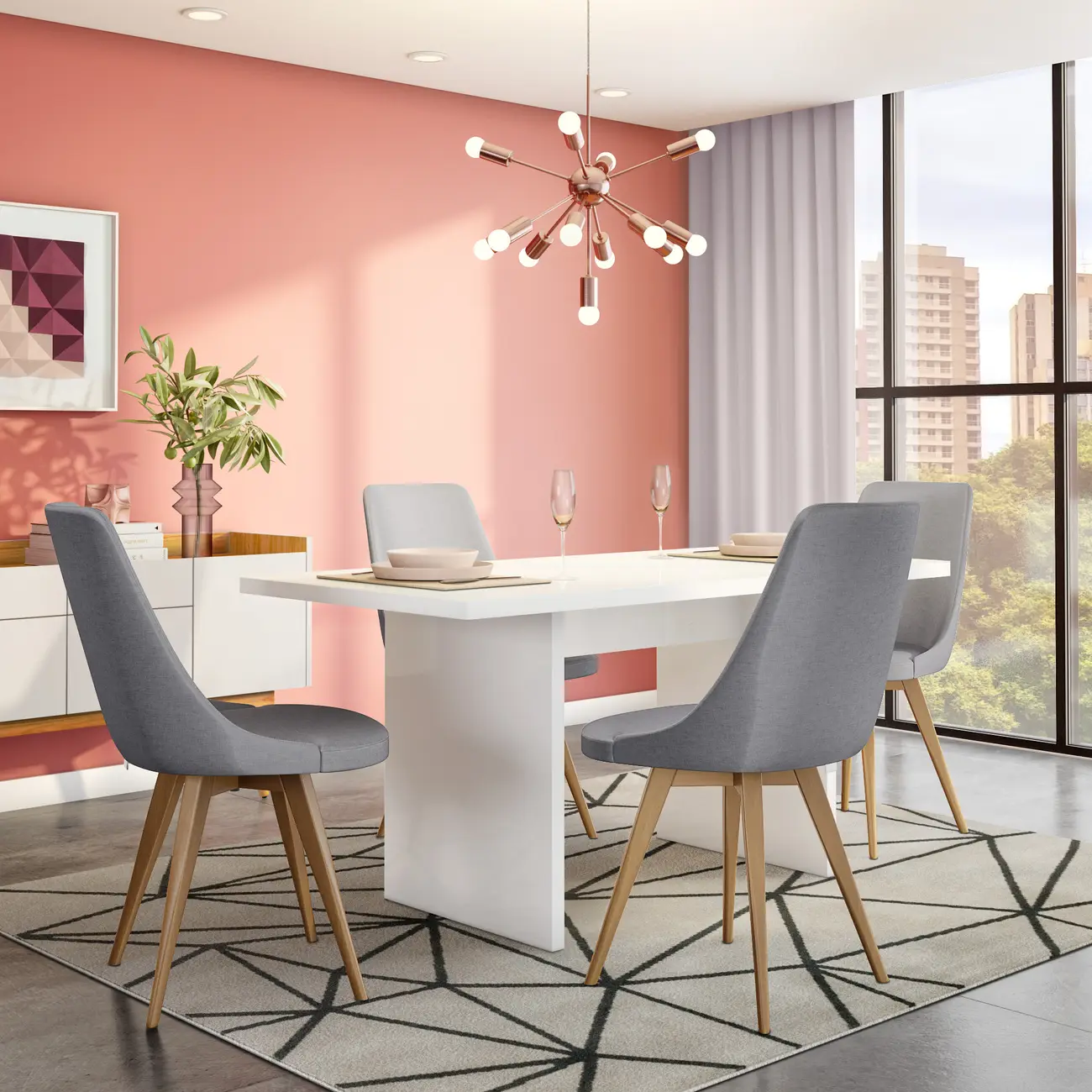 MESA DE JANTAR 1,60 M X 80 CM GLEEN - BRANCO/BRANCO - Foto 5