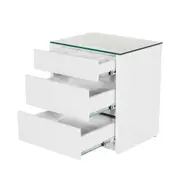 NIZE GLASS MESA DE CABECEIRA 3 GAVETAS - BRANCO/INCOLOR - Foto 3