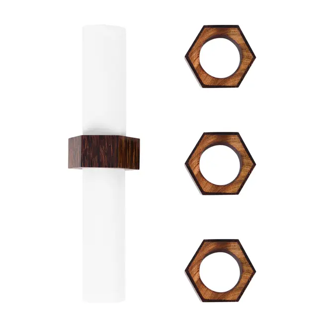 ARGOLA PARA GUARDANAPO COM 4 GEAR - CASTANHO - Foto 1