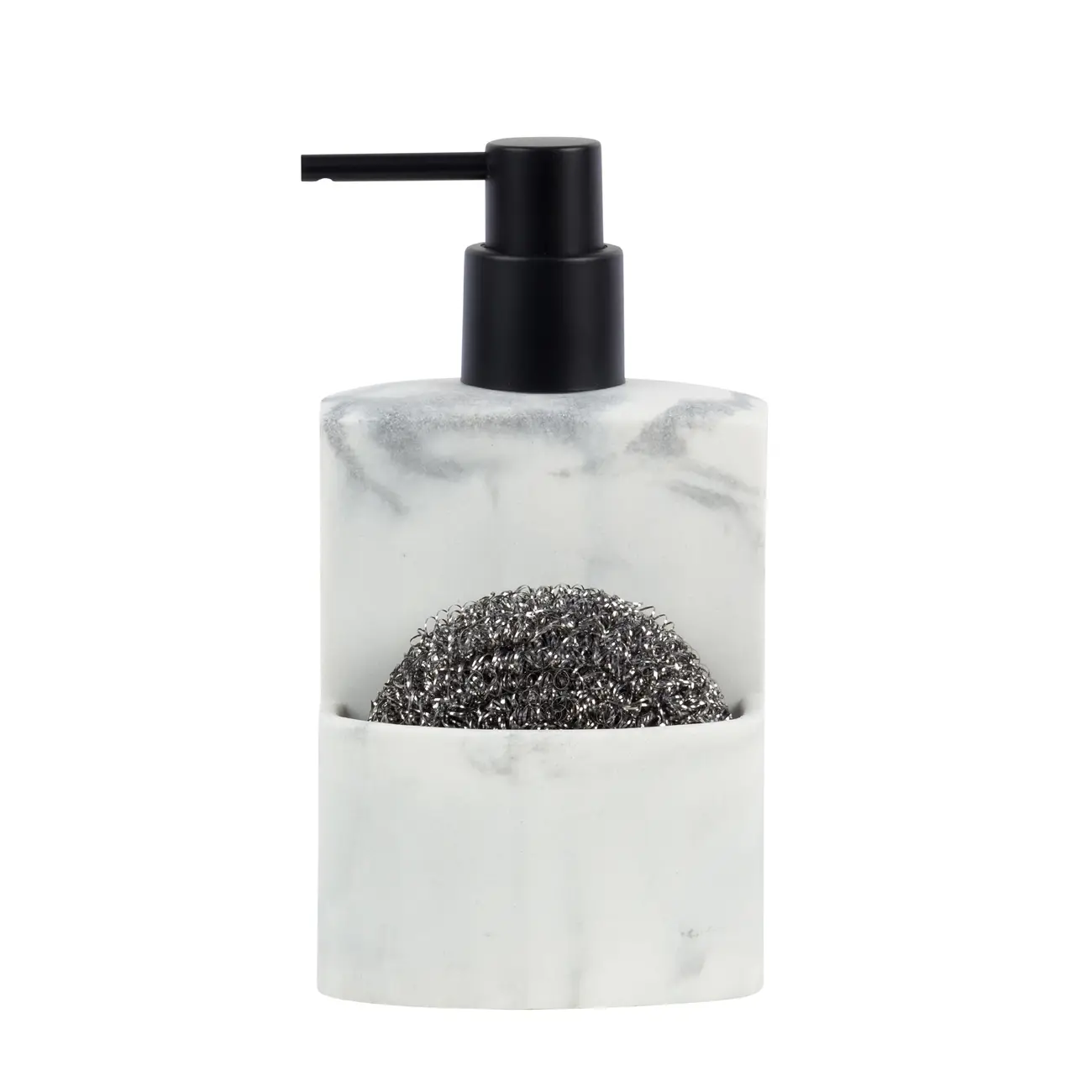PORTA-DETERGENTE COM ESPONJA MARBLE - CINZA/PRETO - Foto 1