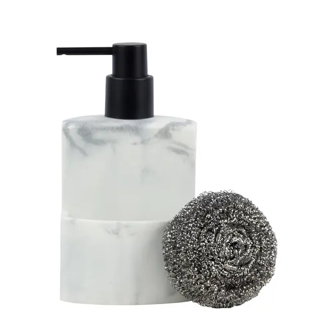 PORTA-DETERGENTE COM ESPONJA MARBLE - CINZA/PRETO - Foto 5