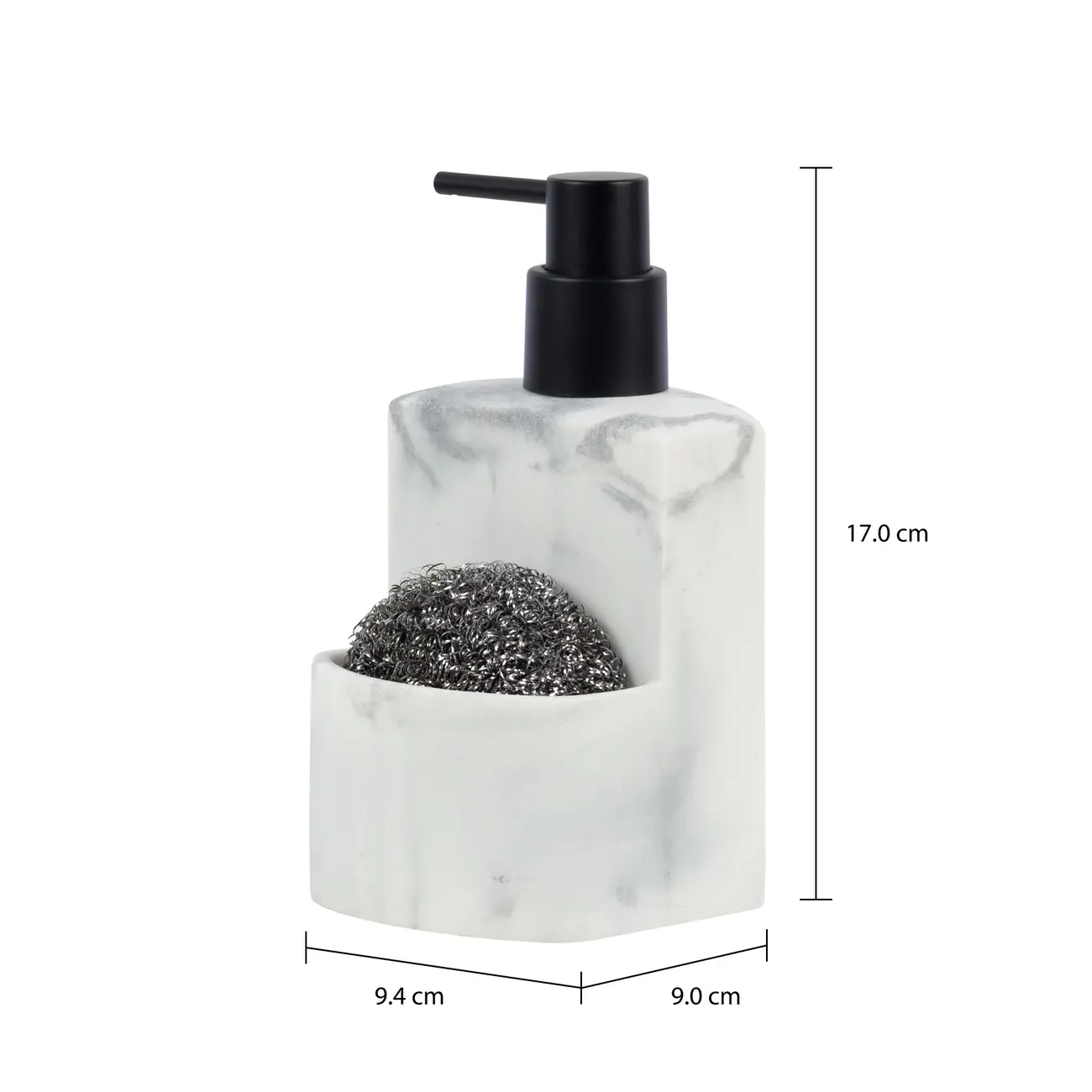 PORTA-DETERGENTE COM ESPONJA MARBLE - CINZA/PRETO - Foto 6