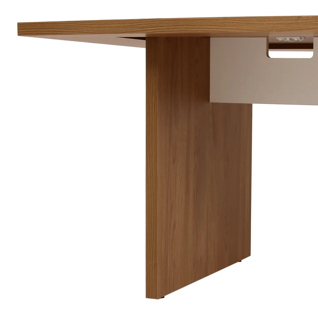 MESA REUNIÃO 2,10 M X 1,10 M COM CAIXA PARA CONECTIVIDADE BOSS - OAK TAMMI/BRANCO - Foto 8