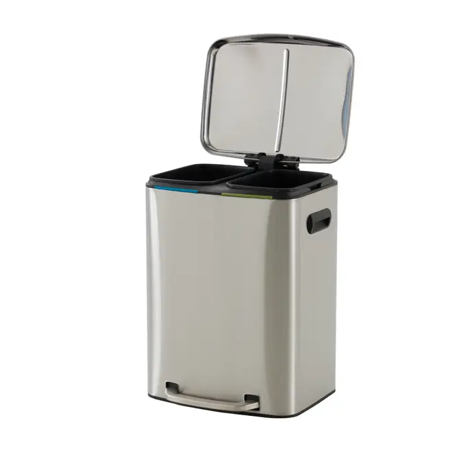 LIXEIRA DUPLA COM PEDAL 40 L BORÁS - INOX - Foto 2