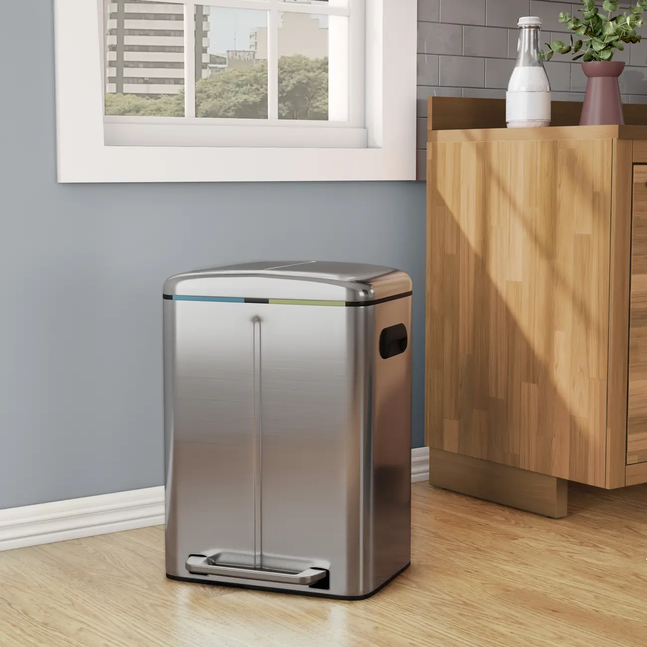 LIXEIRA DUPLA COM PEDAL 40 L BORÁS - INOX - Foto 7