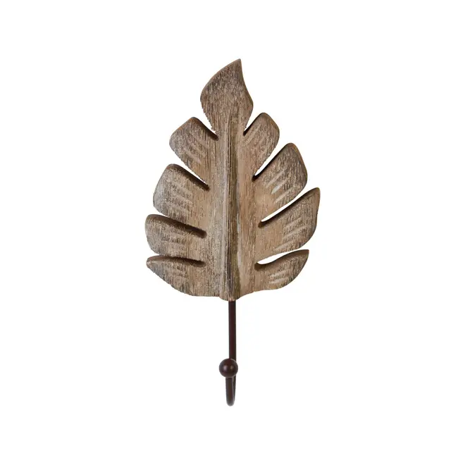 GANCHO DE PAREDE PAULOWNIA FOLHA - ENCERADO CASTANHO/CASTANHO - Foto 1