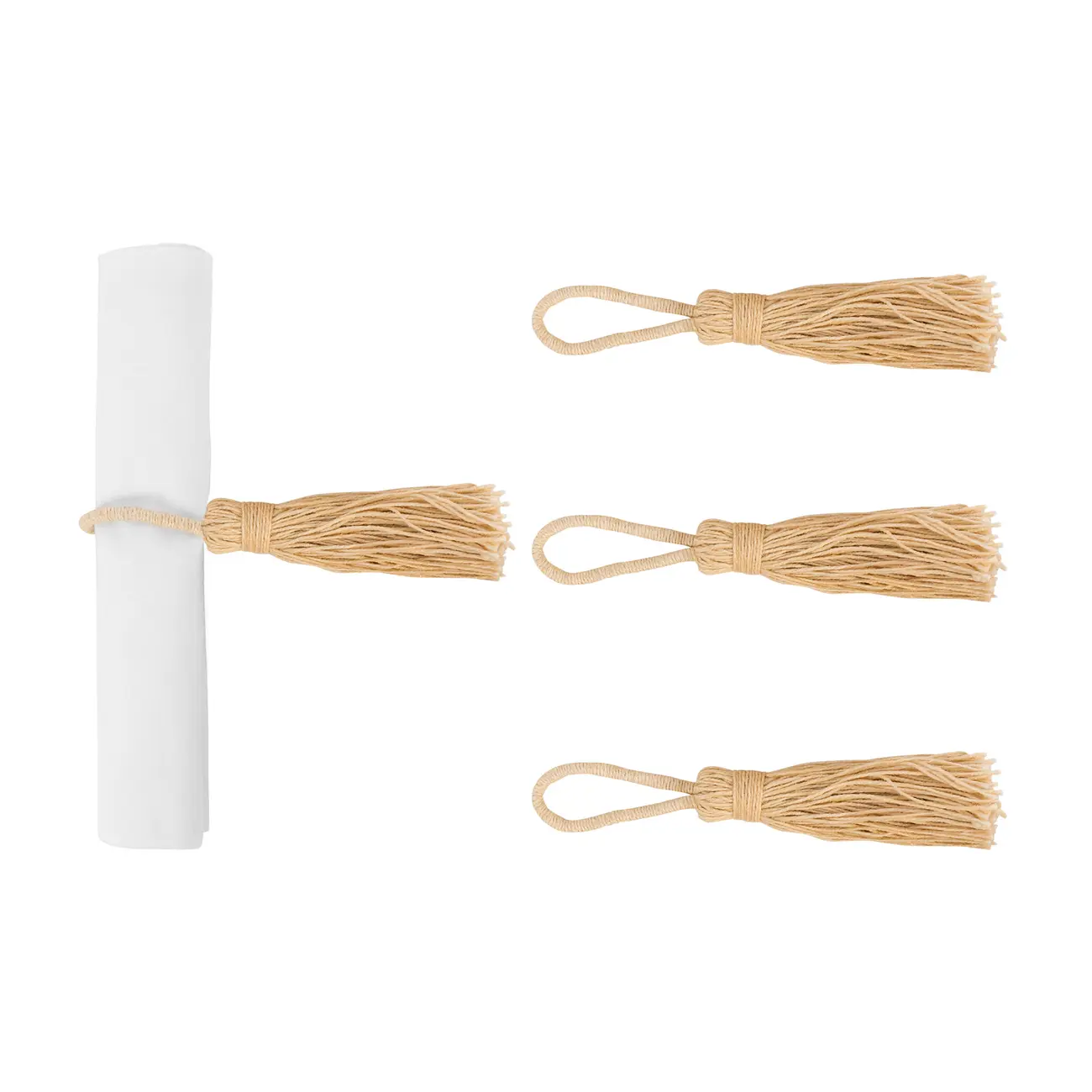 ARGOLA PARA GUARDANAPO COM 4 TASSEL - NATURAL - Foto 1