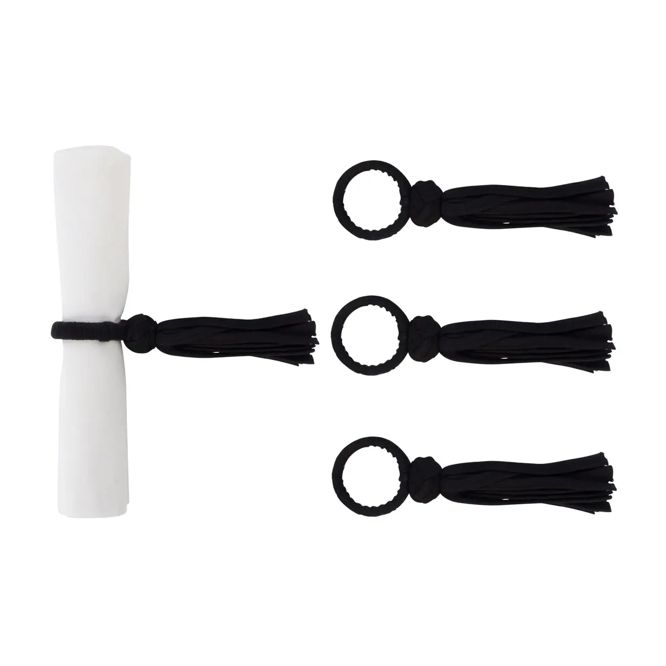 ARGOLA PARA GUARDANAPO CONJUNTO COM 4 PEÇAS FRINGE - PRETO - Foto 1