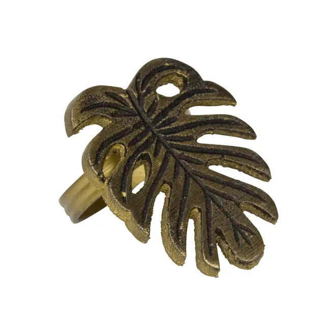 ARGOLA PARA GUARDANAPO CONJUNTO COM 4 PEÇAS FOLHA NATIVA - OURO VELHO - Foto 2