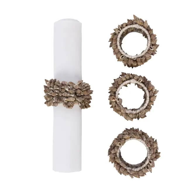 ARGOLA PARA GUARDANAPO CONJUNTO COM 4 PEÇAS CONCHAS - NATURAL - Foto 1