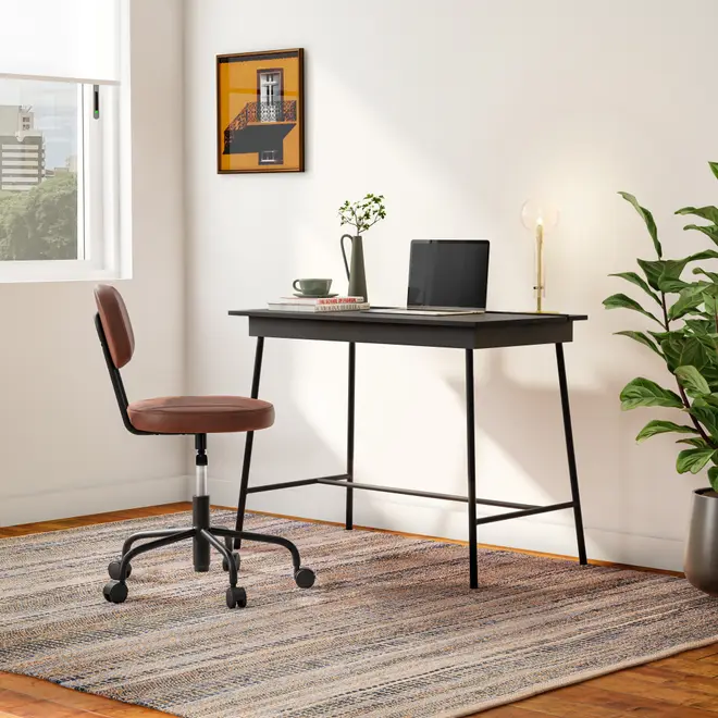 CADEIRA HOME OFFICE DINER - PRETO/WHISKY - Foto 6
