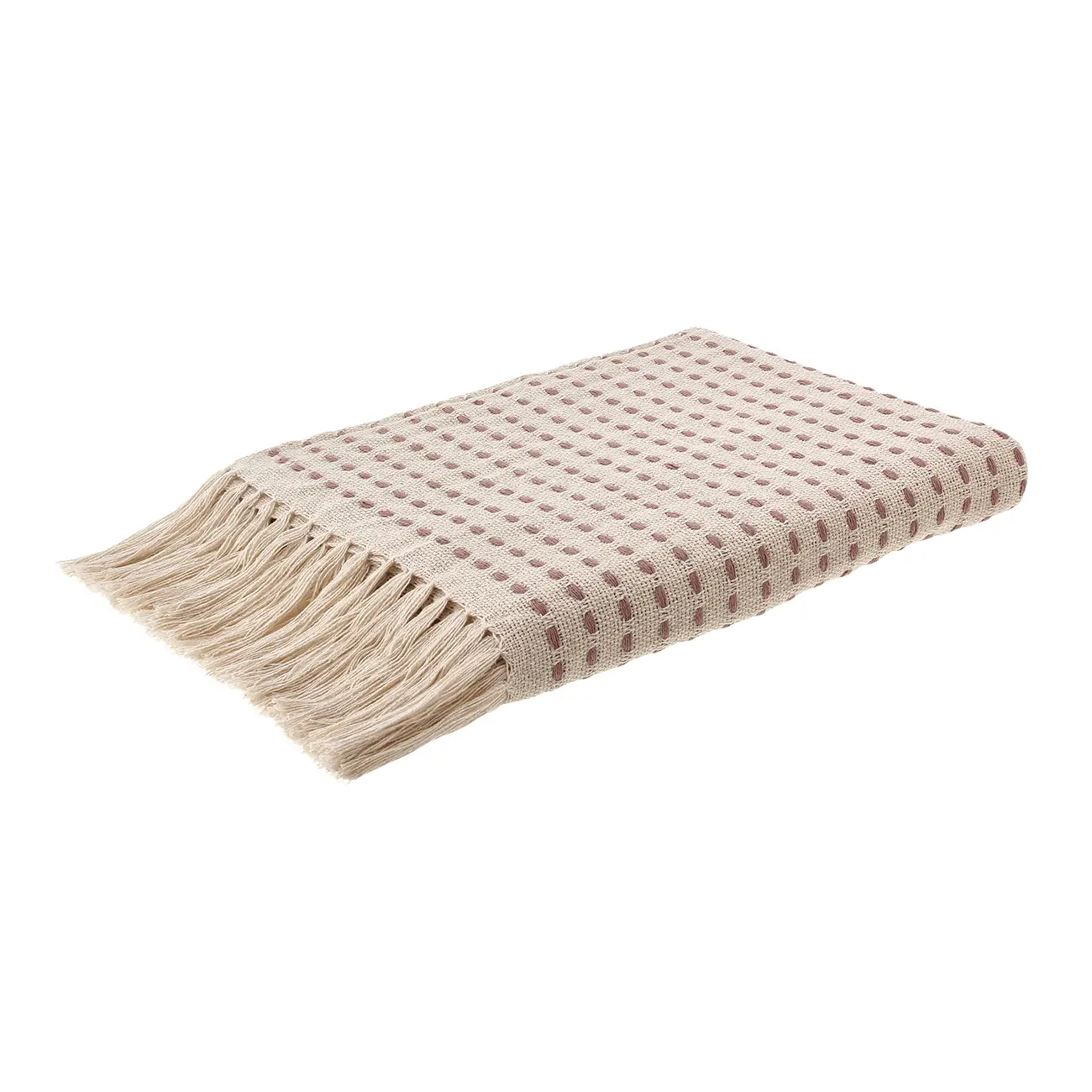 MANTA PARA SOFÁ 1,20 M X 1,60 M BAUME - NATURAL/VIN ROSE - Foto 1