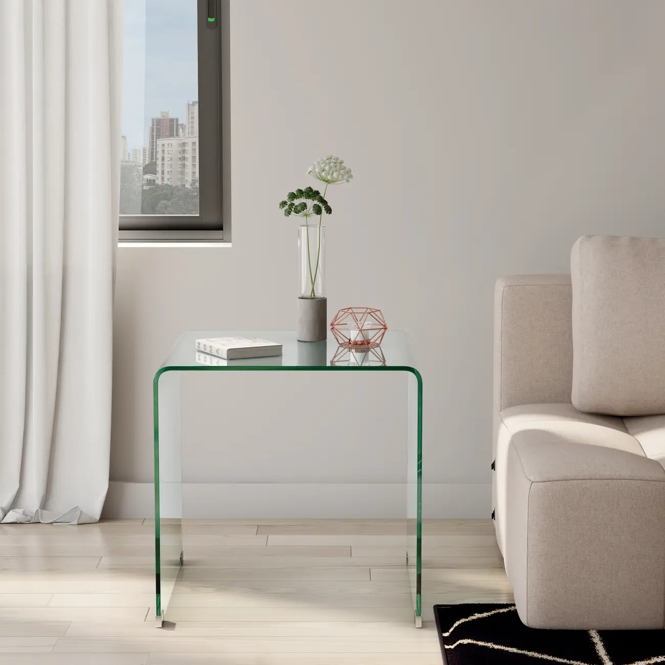 MESA LATERAL 56 CM X 56 CM INGLASS - INCOLOR - Foto 5