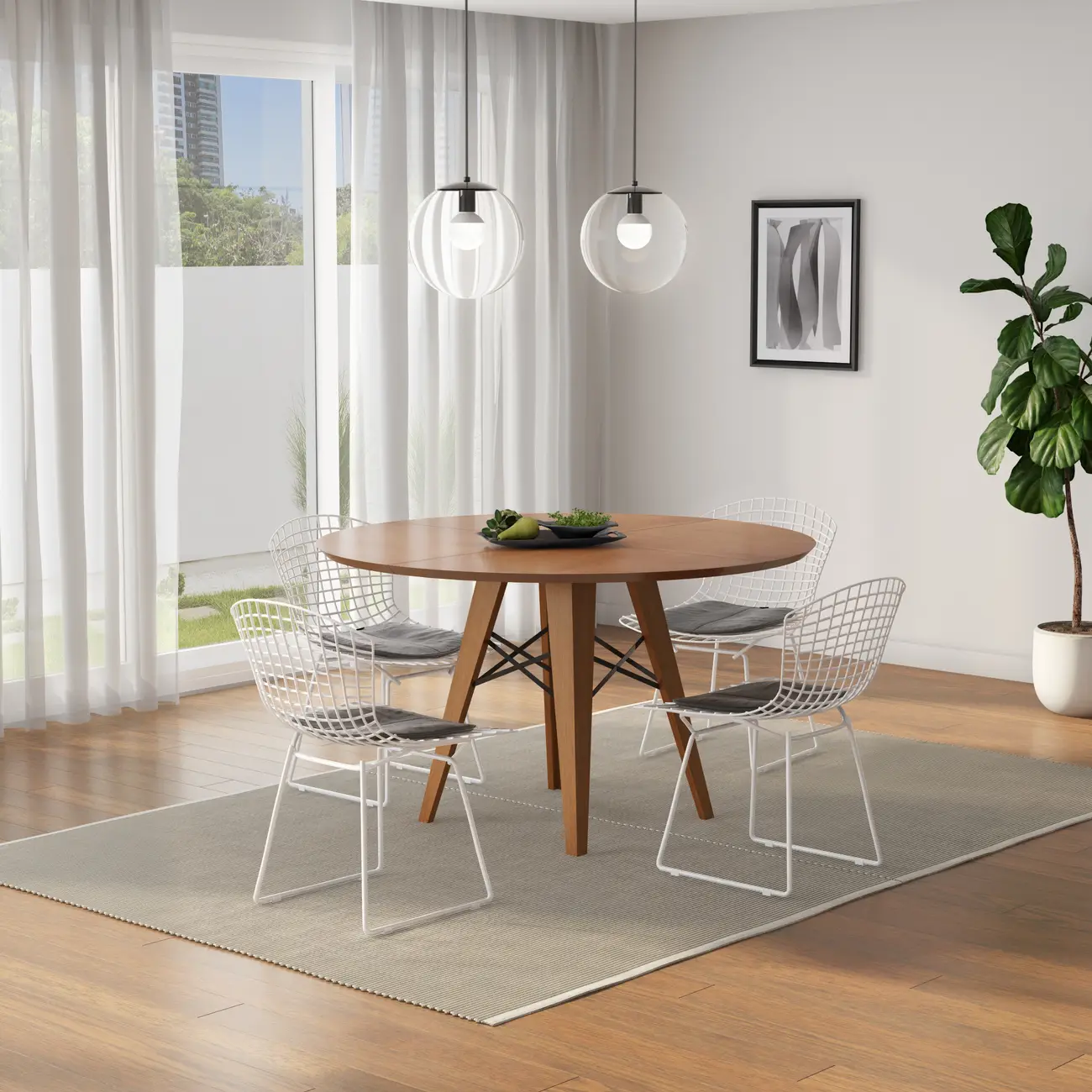 MESA DE JANTAR REDONDA 1,35 M JAMBU - NOZES/PRETO - Foto 4