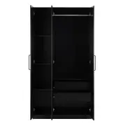 GUARDA-ROUPA 3 PORTAS 2 GAVETAS LIVE - PRETO - Foto 2