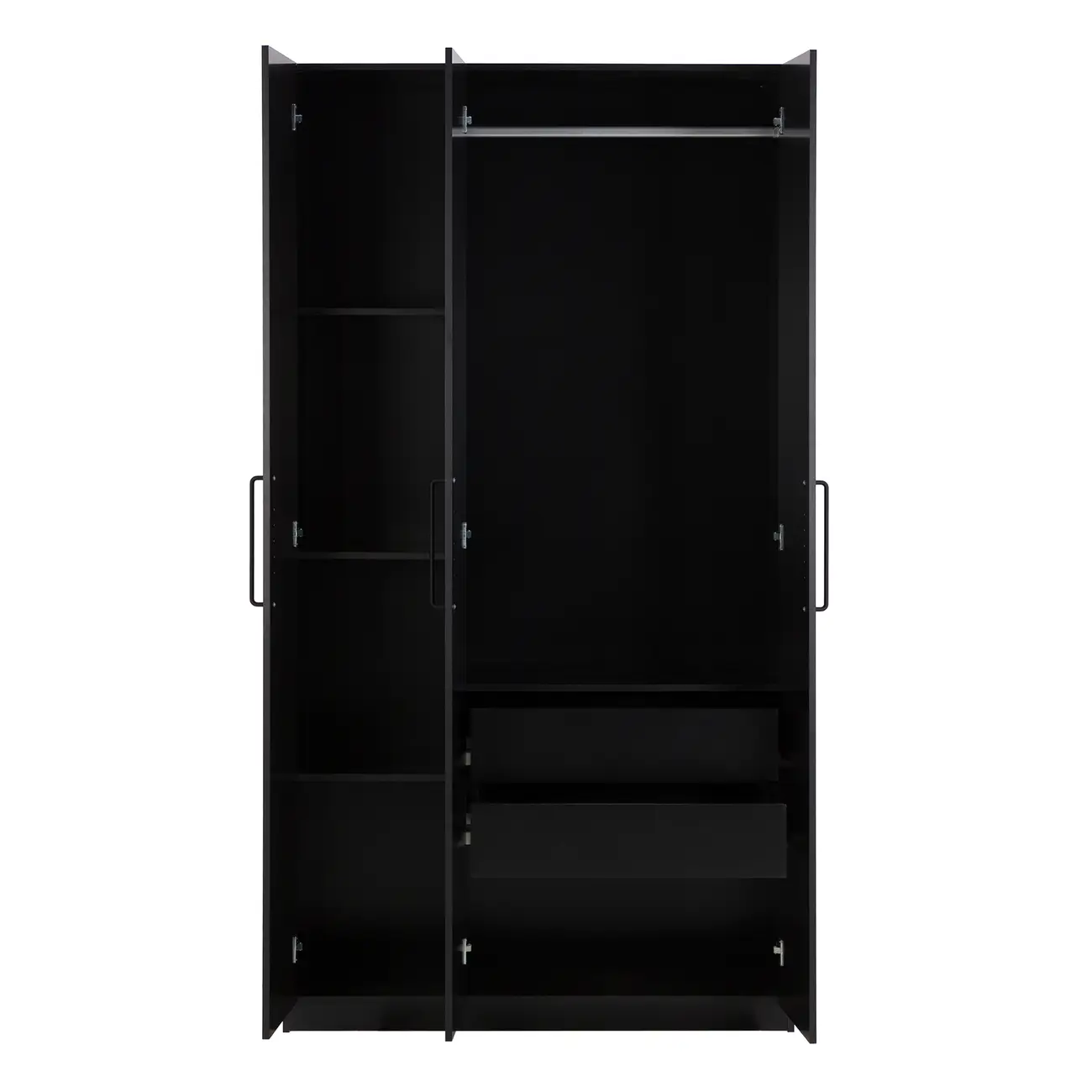 GUARDA-ROUPA 3 PORTAS 2 GAVETAS LIVE - PRETO - Foto 2