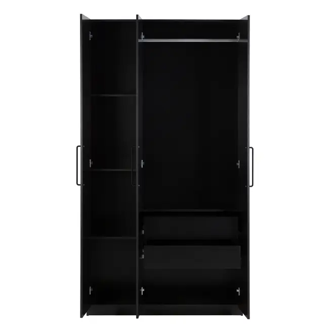 GUARDA-ROUPA 3 PORTAS 2 GAVETAS LIVE - PRETO - Foto 2