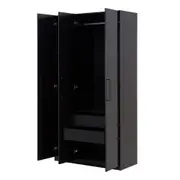 GUARDA-ROUPA 3 PORTAS 2 GAVETAS LIVE - PRETO - Foto 3