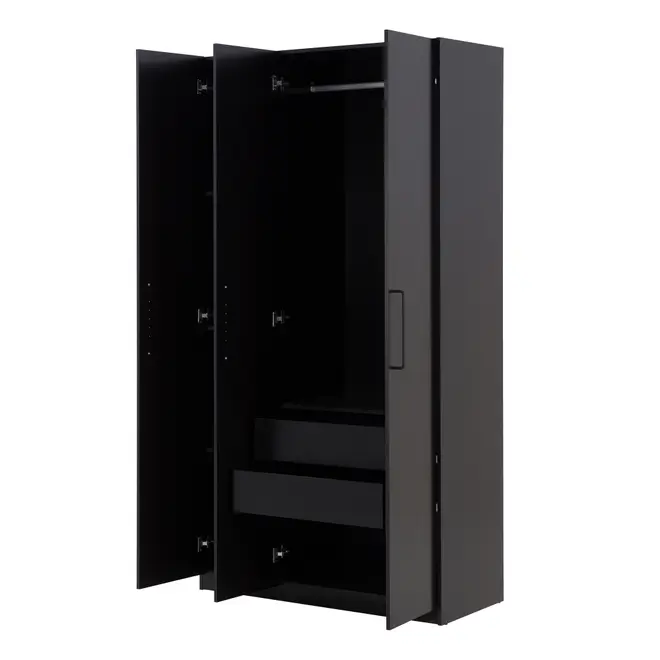 GUARDA-ROUPA 3 PORTAS 2 GAVETAS LIVE - PRETO - Foto 3