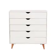 CÔMODA 5 GAVETAS 90 CM X 40 CM LIN - BRANCO/NOZES - Foto 1
