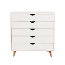 BRANCO/NOZES - CÔMODA 5 GAVETAS 90 CM X 40 CM LIN