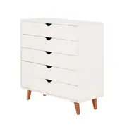 CÔMODA 5 GAVETAS 90 CM X 40 CM LIN - BRANCO/NOZES - Foto 2