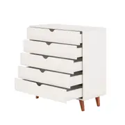 CÔMODA 5 GAVETAS 90 CM X 40 CM LIN - BRANCO/NOZES - Foto 3