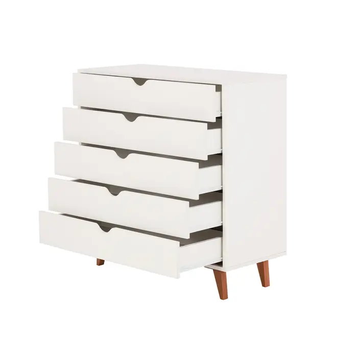 CÔMODA 5 GAVETAS 90 CM X 40 CM LIN - BRANCO/NOZES - Foto 3