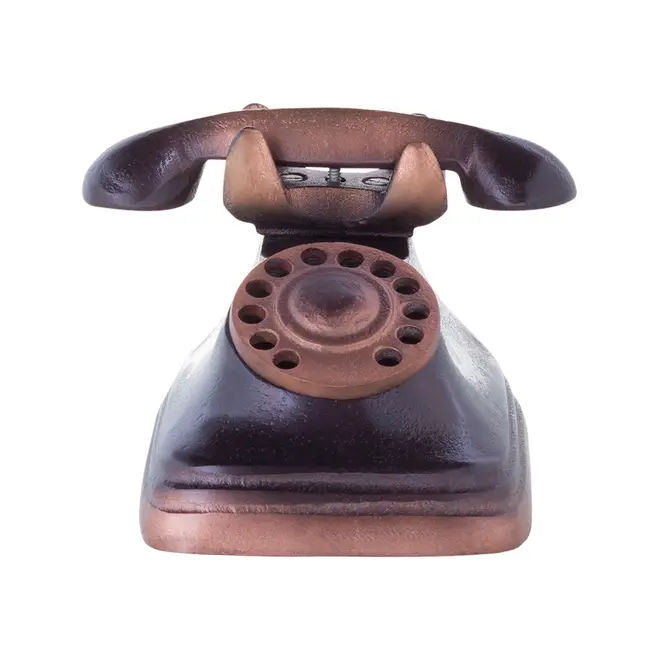 ADORNO 13 CM TELEPHONE - PRETO/ORDIRE CAMELO - Foto 1