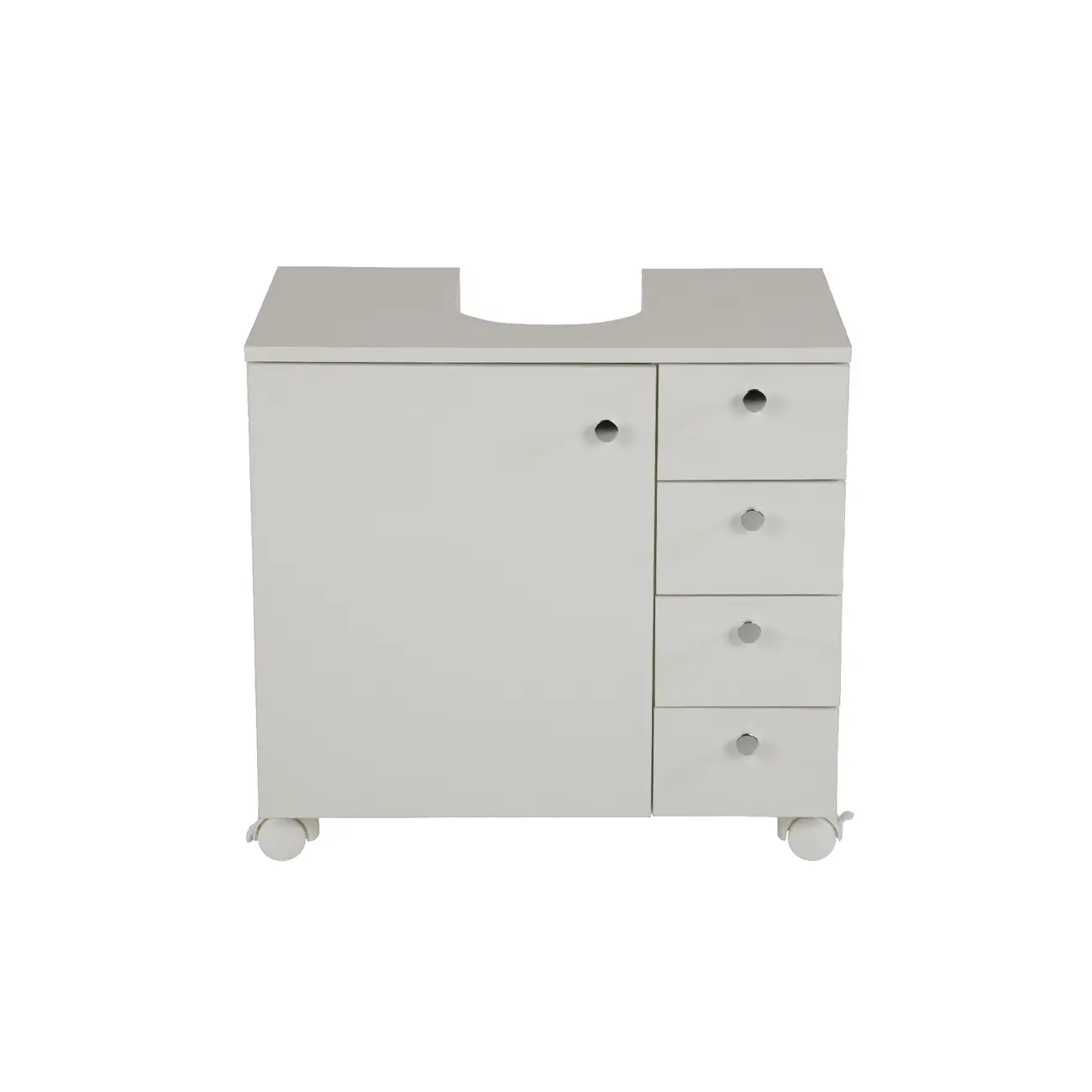 GABINETE PARA BANHEIRO COLUNA 1 PORTA/4 GAVETAS COM RODÍZIOS BIANC - BRANCO - Foto 1