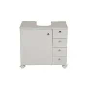GABINETE PARA BANHEIRO COLUNA 1 PORTA/4 GAVETAS COM RODÍZIOS BIANC - BRANCO - Foto 1