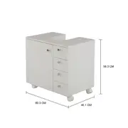GABINETE PARA BANHEIRO COLUNA 1 PORTA/4 GAVETAS COM RODÍZIOS BIANC - BRANCO - Foto 4