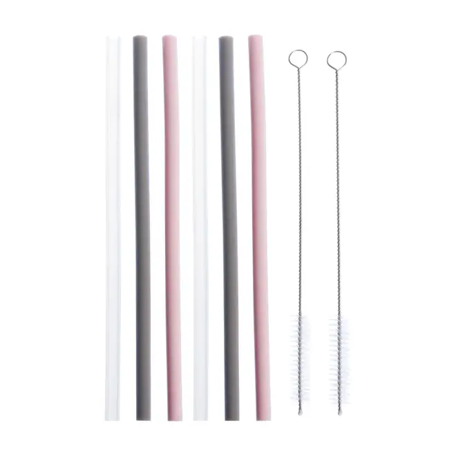CANUDO REUTILIZÁVEL COM ESCOVA 8 PEÇAS SILICOOL - KONKRET/QUARTZO ROSA - Foto 1