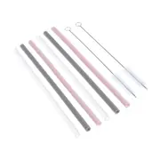 CANUDO REUTILIZÁVEL COM ESCOVA 8 PEÇAS SILICOOL - KONKRET/QUARTZO ROSA - Foto 2